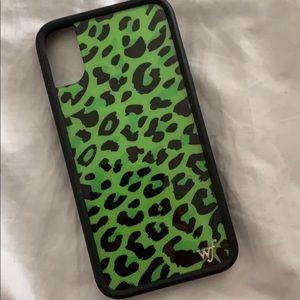 iPhone XS green cheetah print wildflower case